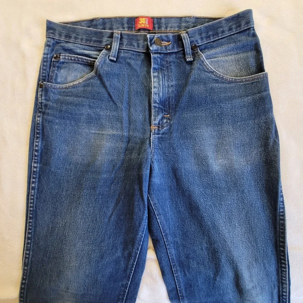 Wrangler Jeans Mens 34x32 Blue 36MWZ Slim Fit Cowboy Cut Premium Performance